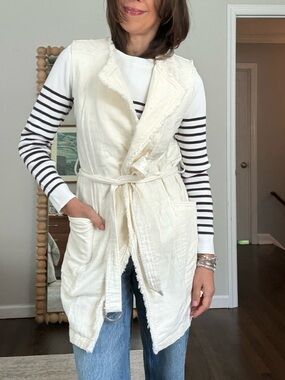 Anthropologie Elevenses Frayed Edge Vest